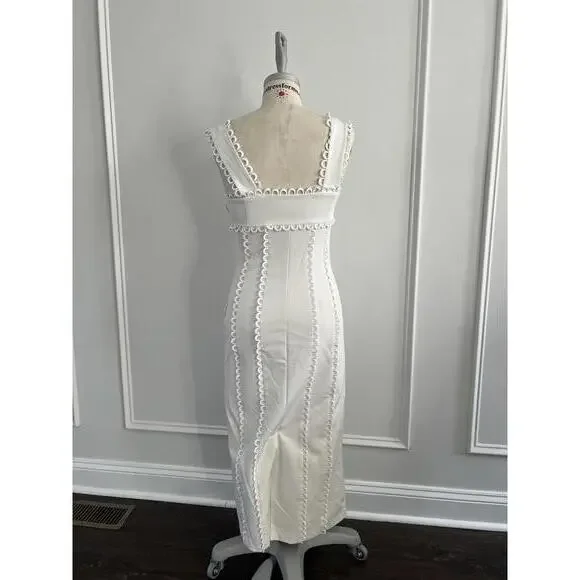Anthropologie x BHLDN - White Sleeveless Midi Dress with Scalloped Edges, Size S - Picture 8 of 12